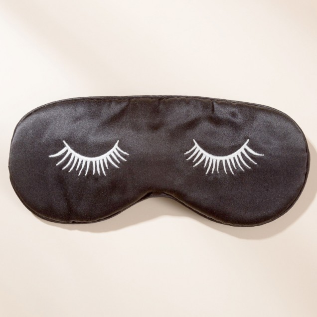 Buy Black Silk Eye Mask with Printed Eyelashes Buy Black Silk Eye Mask with Printed Eyelashes