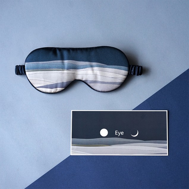 Buy Navy Printed Silk Eye Mask Buy Navy Printed Silk Eye Mask