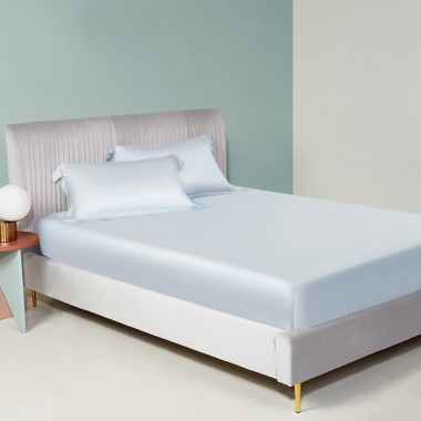 Buy Alice Blue 22 Momme Mulberry Silk Fitted Sheet