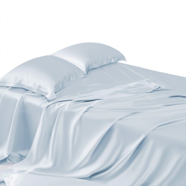 Buy Alice Blue 22 Momme Mulberry Silk Sheet Set Buy Alice Blue 22 Momme Mulberry Silk Sheet Set