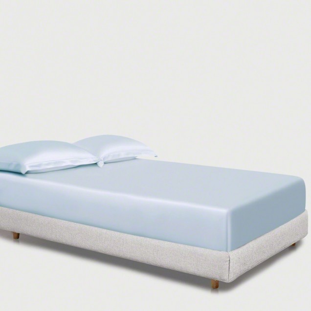 Buy Baby Blue 22 Momme Mulberry Silk Fitted Sheet Buy Baby Blue 22 Momme Mulberry Silk Fitted Sheet