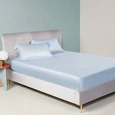 Buy Baby Blue 22 Momme Mulberry Silk Fitted Sheet