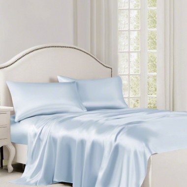 Buy Baby Blue 22 Momme Mulberry Silk Flat Sheet