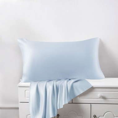 Buy Baby Blue 22 Momme Mulberry Silk Pillowcase with Hidden Zipper