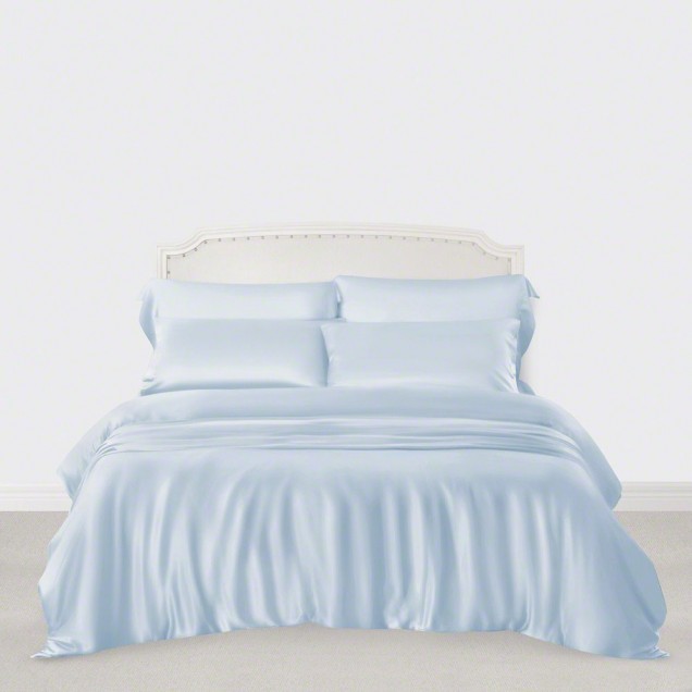 Buy Baby Blue 3 PCS 22 Momme Mulberry Silk Duvet Cover Set Buy Baby Blue 3 PCS 22 Momme Mulberry Silk Duvet Cover Set