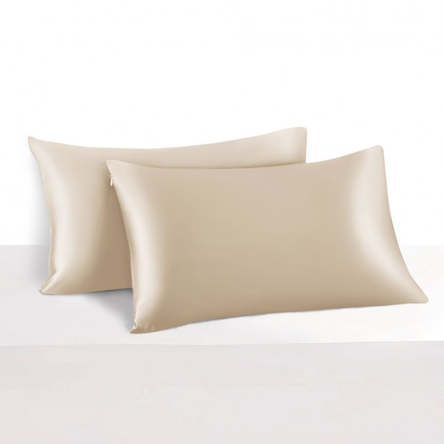 Buy Beige 22 Momme Mulberry Silk Pillowcase with Hidden Zipper Buy Beige 22 Momme Mulberry Silk Pillowcase with Hidden Zipper
