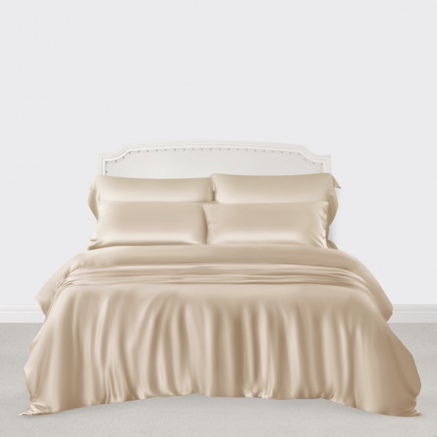 Buy Beige 3 PCS 22 Momme Mulberry Silk Duvet Cover Set Buy Beige 3 PCS 22 Momme Mulberry Silk Duvet Cover Set