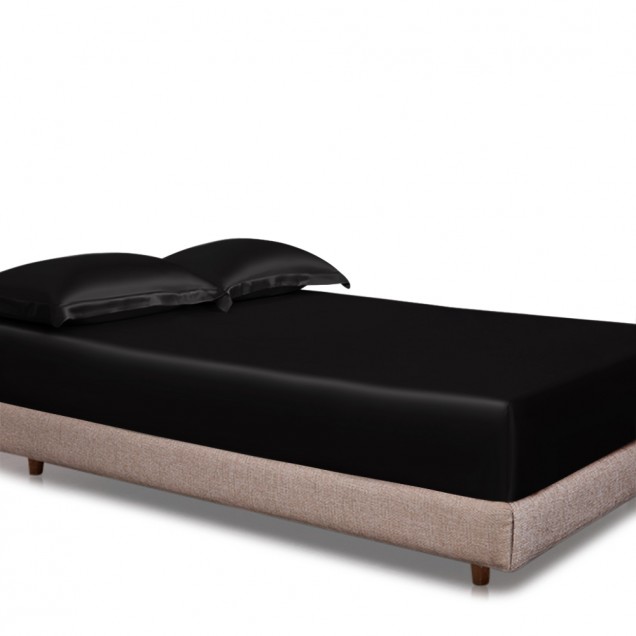 Buy Black 22 Momme Mulberry Silk Fitted Sheet Buy Black 22 Momme Mulberry Silk Fitted Sheet