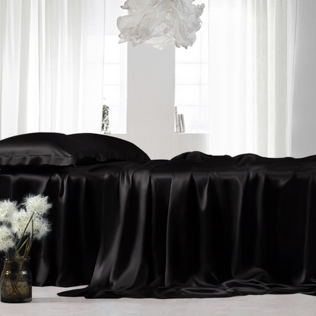 Buy Black 22 Momme Mulberry Silk Flat Sheet Buy Black 22 Momme Mulberry Silk Flat Sheet