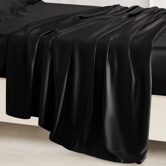Buy Black 22 Momme Mulberry Silk Flat Sheet Buy Black 22 Momme Mulberry Silk Flat Sheet