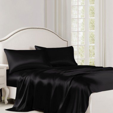Buy Black 22 Momme Mulberry Silk Flat Sheet