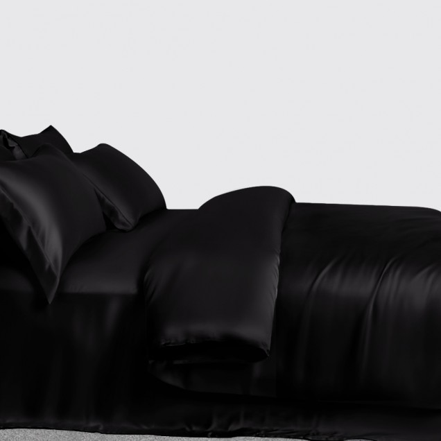 Buy Black 3 PCS 22 Momme Mulberry Silk Duvet Cover Set