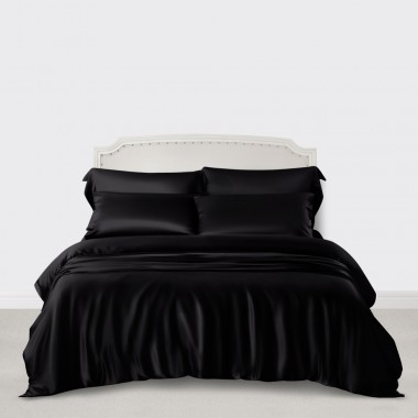 Buy Black 3 PCS 22 Momme Mulberry Silk Duvet Cover Set