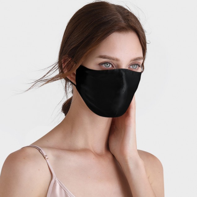 Buy Black Double-Sided 22 Momme Silk Face Mask