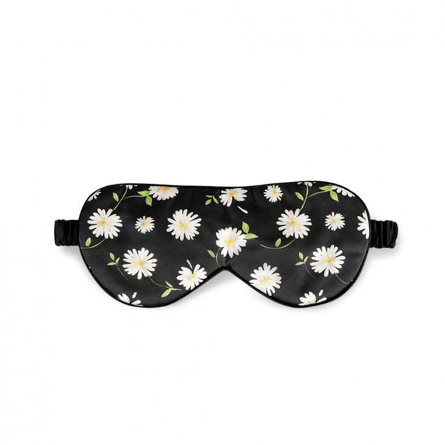 Buy Black Flower Silk Sleep Mask