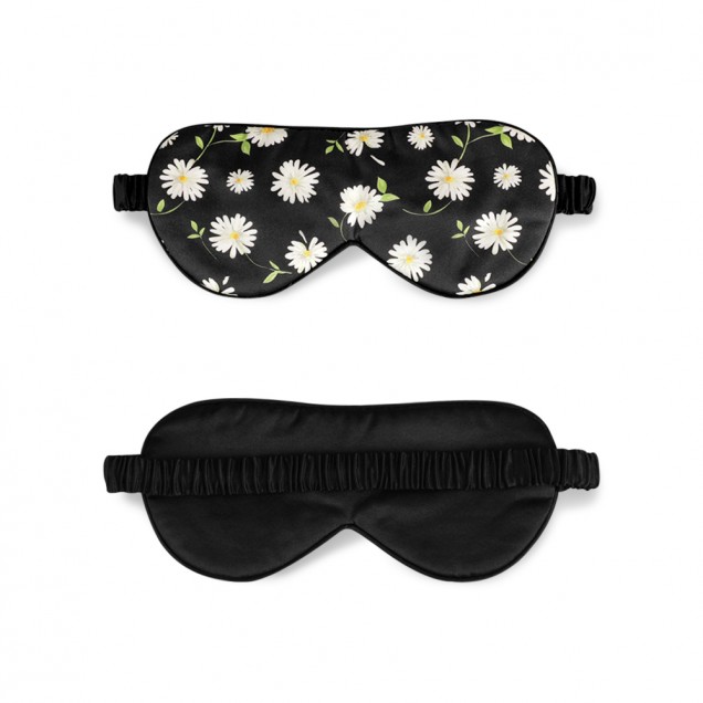 Buy Black Flower Silk Sleep Mask
