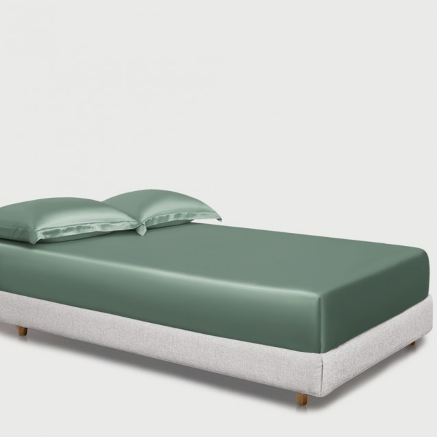 Buy Celadon Green 22 Momme Mulberry Silk Fitted Sheet Buy Celadon Green 22 Momme Mulberry Silk Fitted Sheet