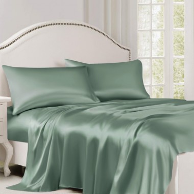 Buy Celadon Green 22 Momme Mulberry Silk Flat Sheet