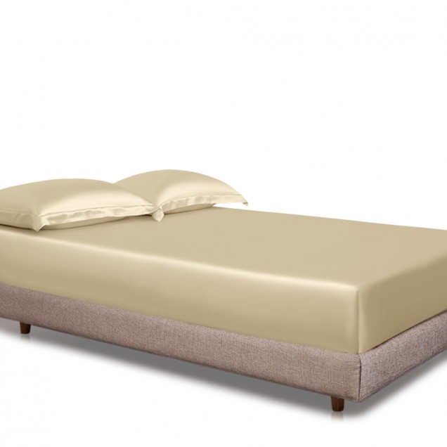 Buy Champagne 22 Momme Mulberry Silk Fitted Sheet Buy Champagne 22 Momme Mulberry Silk Fitted Sheet