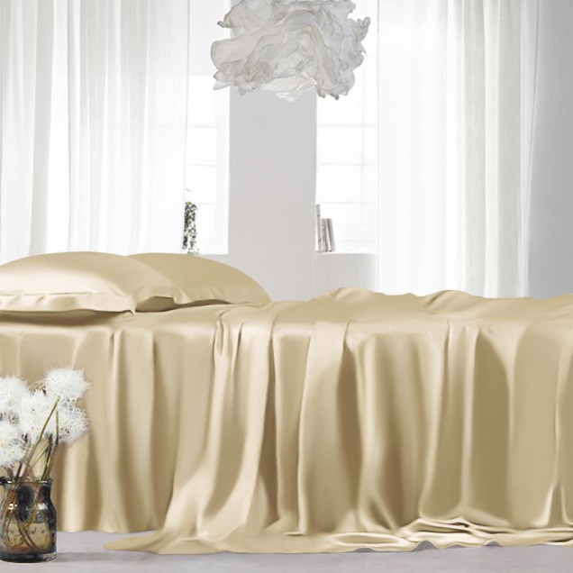 Buy Champagne 22 Momme Mulberry Silk Sheet Set Buy Champagne 22 Momme Mulberry Silk Sheet Set