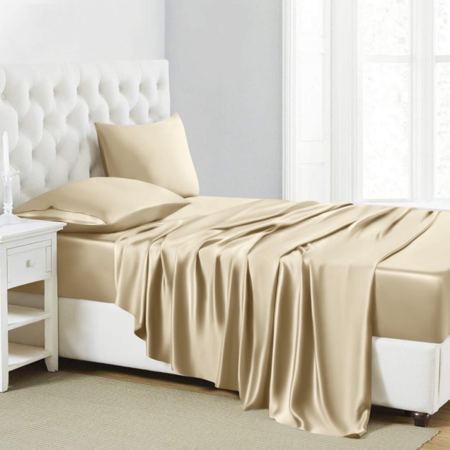 Buy Champagne 22 Momme Mulberry Silk Sheet Set Buy Champagne 22 Momme Mulberry Silk Sheet Set