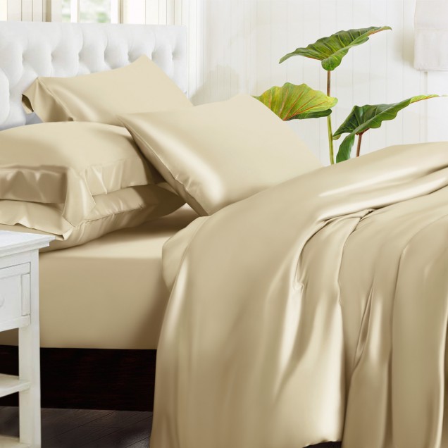Buy Champagne 3 PCS 22 Momme Mulberry Silk Duvet Cover Set Buy Champagne 3 PCS 22 Momme Mulberry Silk Duvet Cover Set