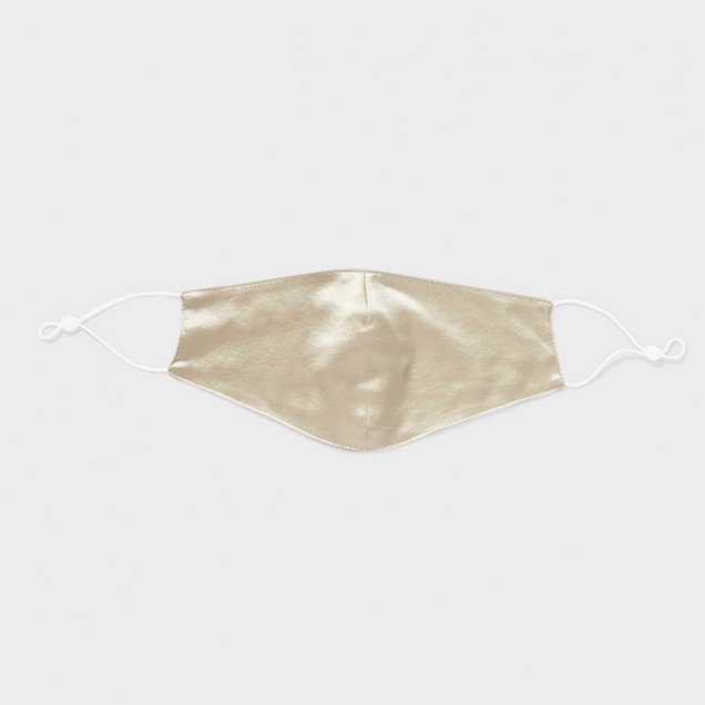 Buy Champagne & White Double-Sided 22 Momme Silk Face Mask Buy Champagne & White Double-Sided 22 Momme Silk Face Mask