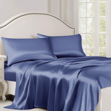 Buy Dark Blue 22 Momme Mulberry Silk Flat Sheet