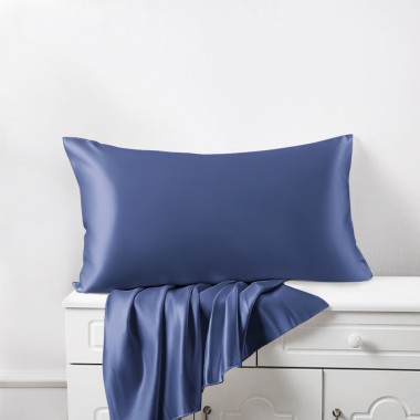 Buy Dark Blue 22 Momme Mulberry Silk Pillowcase with Hidden Zipper