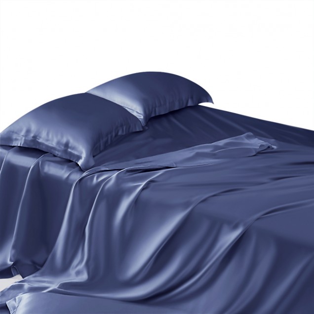 Buy Dark Blue 22 Momme Mulberry Silk Sheet Set