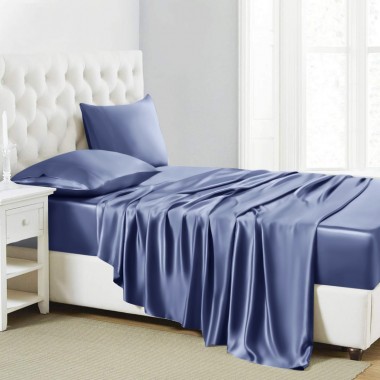 Buy Dark Blue 22 Momme Mulberry Silk Sheet Set