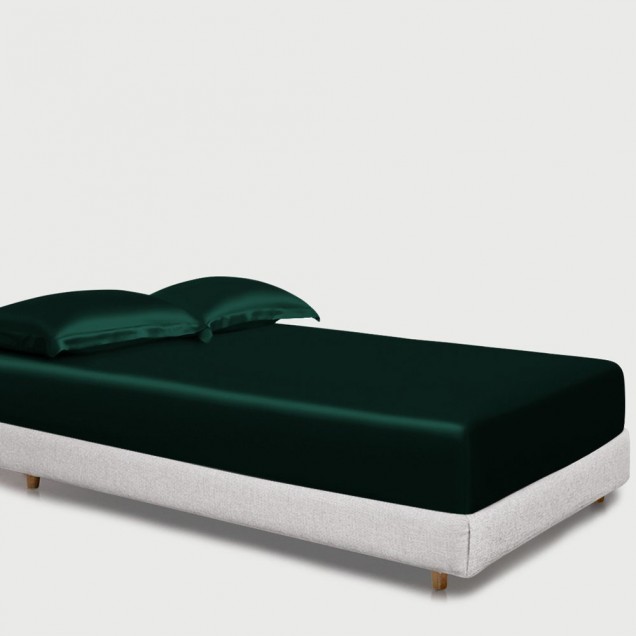 Buy Dark Green 22 Momme Mulberry Silk Fitted Sheet Buy Dark Green 22 Momme Mulberry Silk Fitted Sheet
