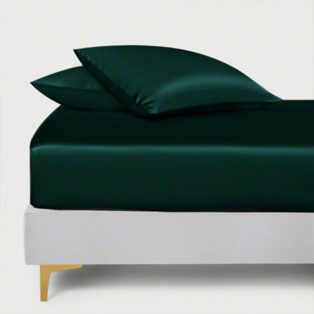 Buy Dark Green 22 Momme Mulberry Silk Fitted Sheet Buy Dark Green 22 Momme Mulberry Silk Fitted Sheet