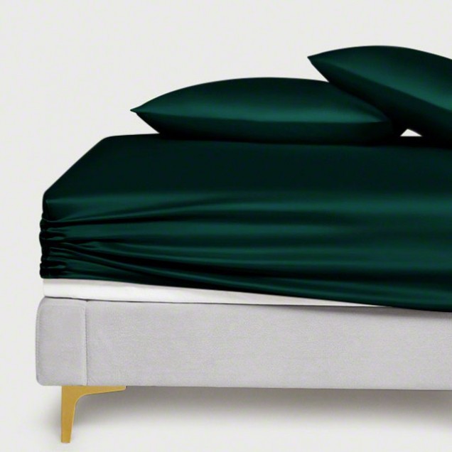 Buy Dark Green 22 Momme Mulberry Silk Fitted Sheet Buy Dark Green 22 Momme Mulberry Silk Fitted Sheet