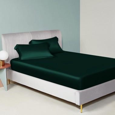 Buy Dark Green 22 Momme Mulberry Silk Fitted Sheet