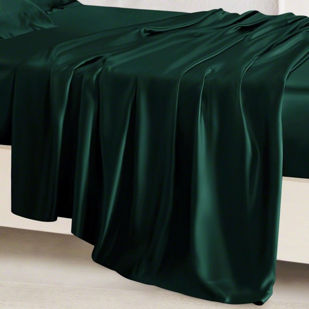 Buy Dark Green 22 Momme Mulberry Silk Flat Sheet