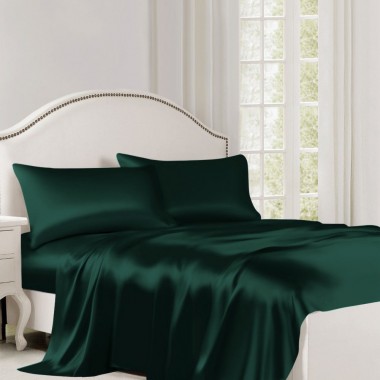 Buy Dark Green 22 Momme Mulberry Silk Flat Sheet