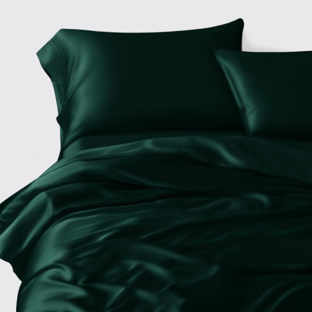 Buy Dark Green 3 PCS 22 Momme Mulberry Silk Duvet Cover Set Buy Dark Green 3 PCS 22 Momme Mulberry Silk Duvet Cover Set