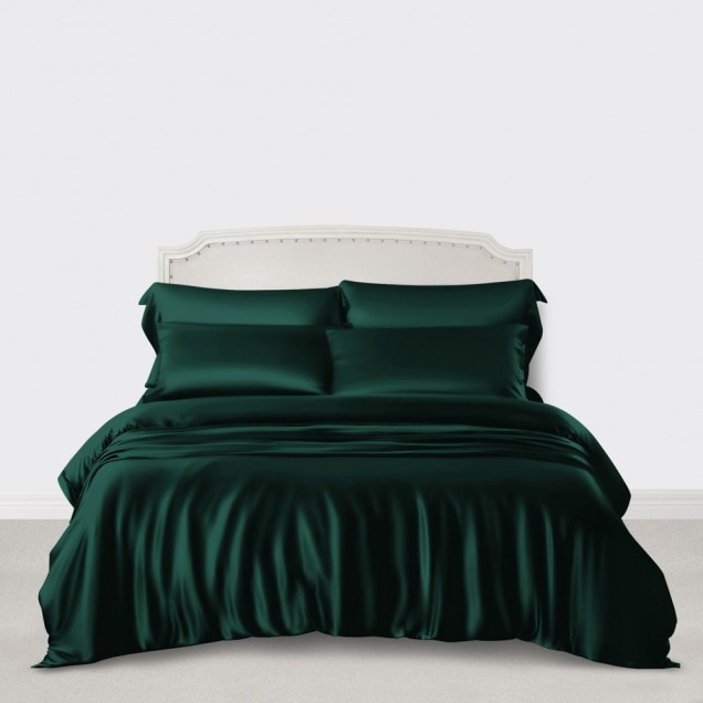 Buy Dark Green 3 PCS 22 Momme Mulberry Silk Duvet Cover Set Buy Dark Green 3 PCS 22 Momme Mulberry Silk Duvet Cover Set