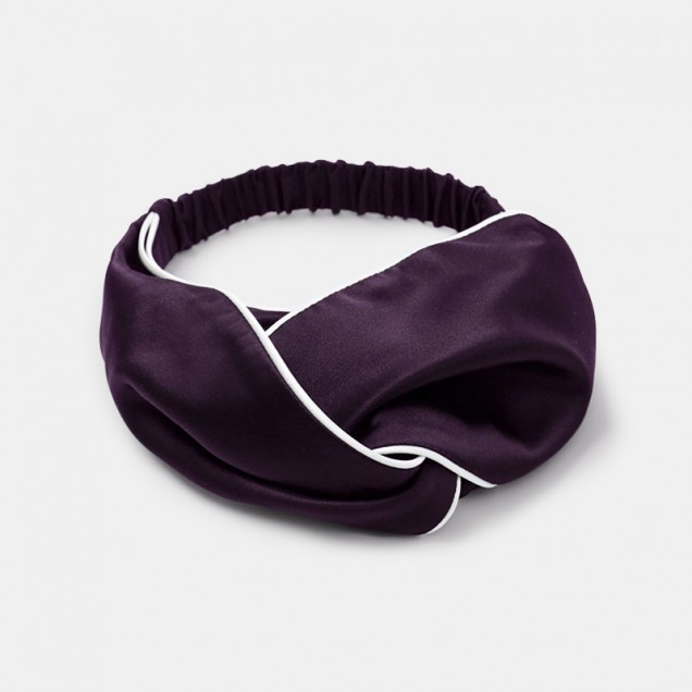 Buy Dark Purple & Ivory Silk Headband Buy Dark Purple & Ivory Silk Headband