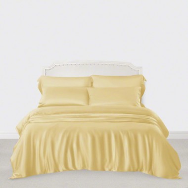 Buy Gold 3 PCS 22 Momme Mulberry Silk Duvet Cover Set