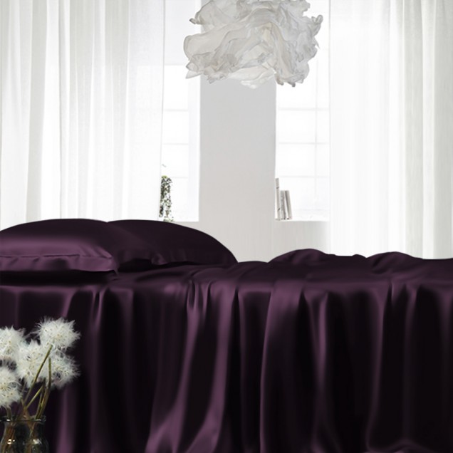 Buy Grape 22 Momme Mulberry Silk Fitted Sheet Buy Grape 22 Momme Mulberry Silk Fitted Sheet
