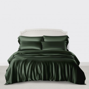 Buy Hunter Green 3 PCS 22 Momme Mulberry Silk Duvet Cover Set