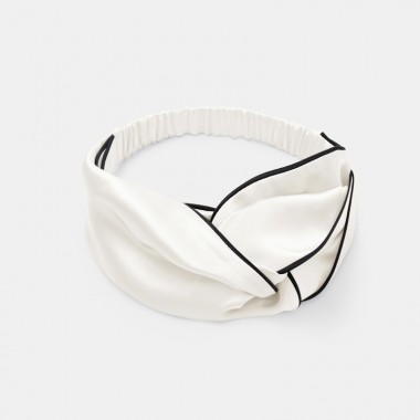 Buy Ivory & Black Silk Headband
