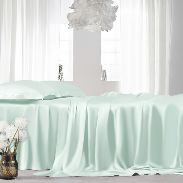 Buy Light Cyan 22 Momme Mulberry Silk Flat Sheet Buy Light Cyan 22 Momme Mulberry Silk Flat Sheet