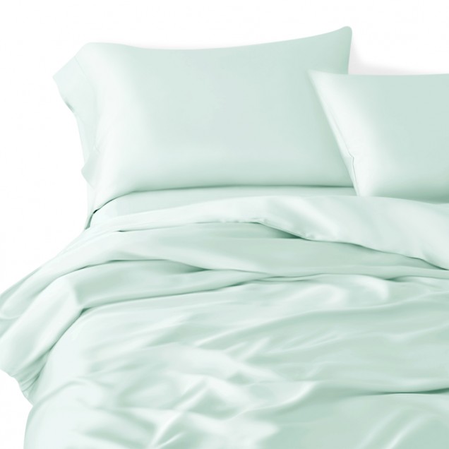 Buy Light Cyan 3 PCS 22 Momme Mulberry Silk Duvet Cover Set Buy Light Cyan 3 PCS 22 Momme Mulberry Silk Duvet Cover Set