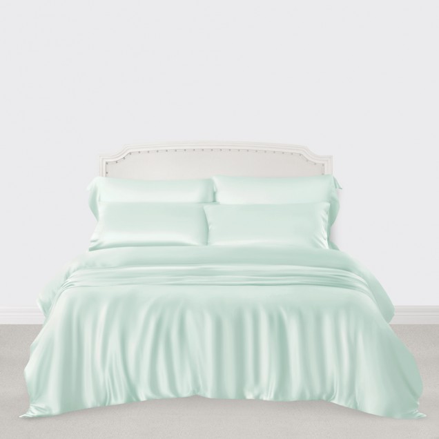 Buy Light Cyan 3 PCS 22 Momme Mulberry Silk Duvet Cover Set Buy Light Cyan 3 PCS 22 Momme Mulberry Silk Duvet Cover Set