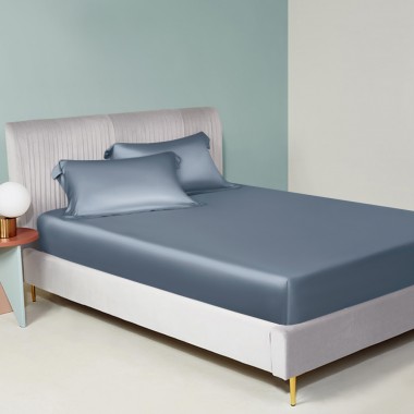 Buy Misty Blue 22 Momme Mulberry Silk Fitted Sheet