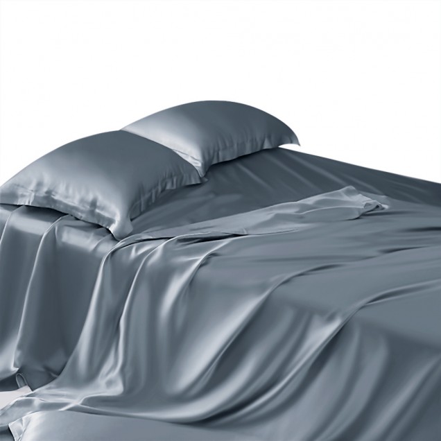 Buy Misty Blue 22 Momme Mulberry Silk Sheet Set Buy Misty Blue 22 Momme Mulberry Silk Sheet Set