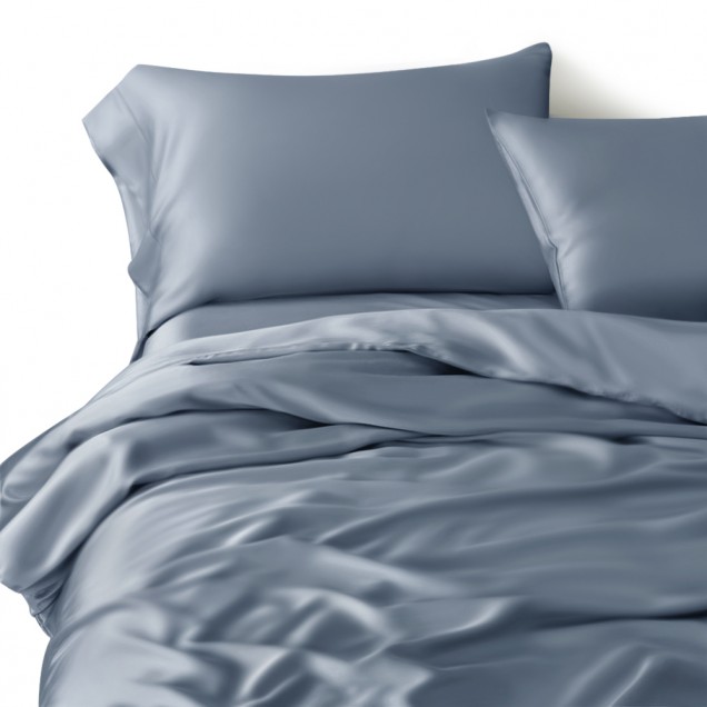 Buy Misty Blue 3 PCS 22 Momme Mulberry Silk Duvet Cover Set Buy Misty Blue 3 PCS 22 Momme Mulberry Silk Duvet Cover Set
